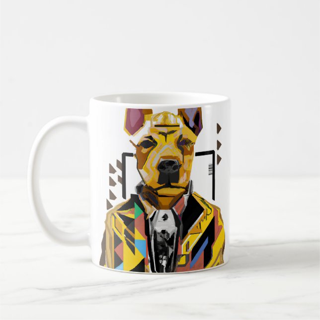 Taza De Café Perro con traje: Arte digital (Izquierda)