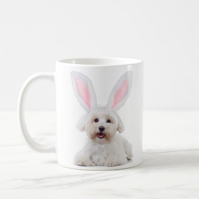 Taza De Café Perro conejito de Pascua Café Mug (Izquierda)