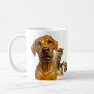 Taza De Café Perro Conoce a Mamá Gata y su Tripulación de Gatit