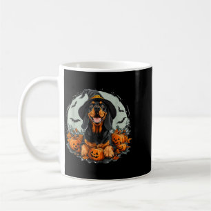 Taza De Café Perro Coonhound Negro y Caoba Con Sombrero Brujo H