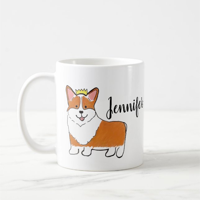 Taza De Café Perro corgi real personalizado (Izquierda)