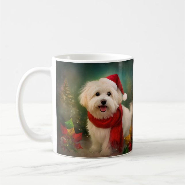 Taza De Café Perro Coton De Tulear en Navidades de Nieve (Izquierda)
