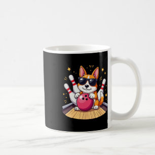 Taza De Café Perro Cutáneo Con Sungueras Perro Jugando Boliche