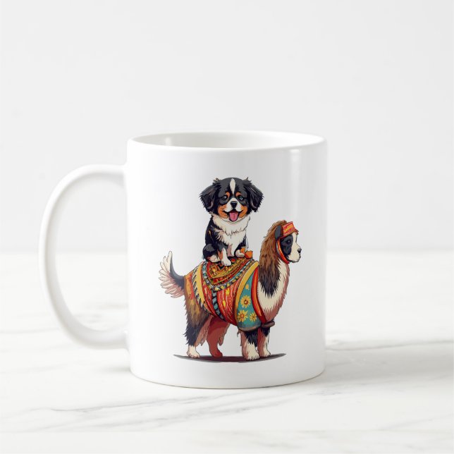 Taza De Café Perro cutáneo de Berna en Llama (Izquierda)