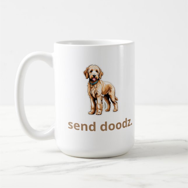 Taza De Café Perro Cute Goldendoodle "Send Doodz" 2 (Izquierda)