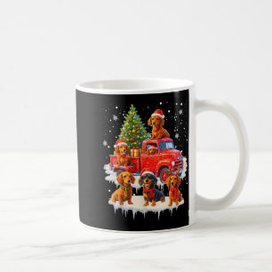 Taza De Café Perro Dachshund Camión Rojo Árbol de Navidad Santa