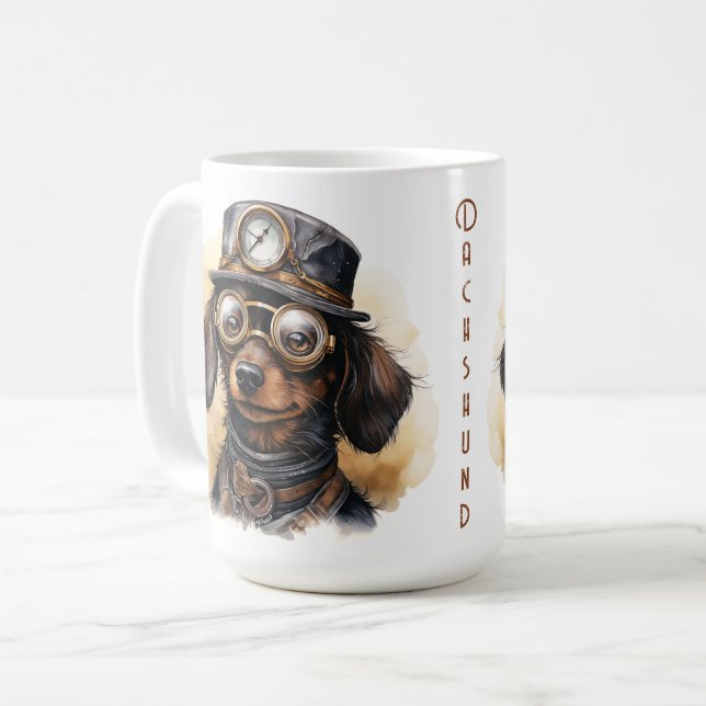 Taza De Café Perro Dachshund Steampunk (Anverso izquierdo)
