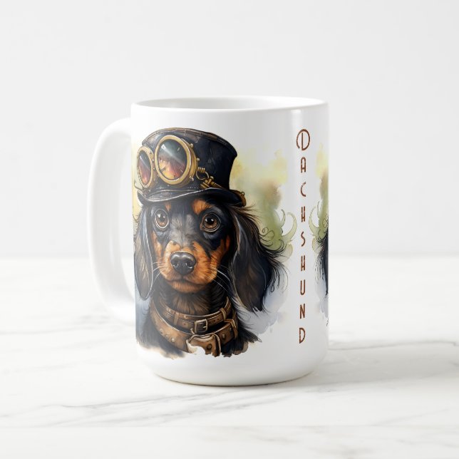 Taza De Café Perro Dachshund Steampunk (Anverso izquierdo)