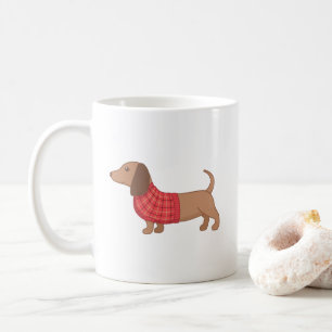 Taza De Café Perro Dachshund Wiener en un suéter
