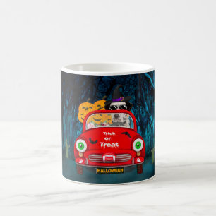 Taza De Café Perro dálmata conduciendo coche de miedo Halloween