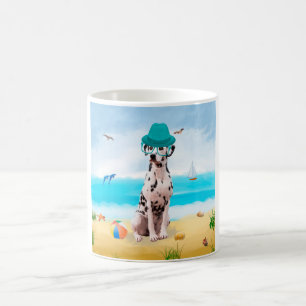 Taza De Café Perro dálmata en la playa