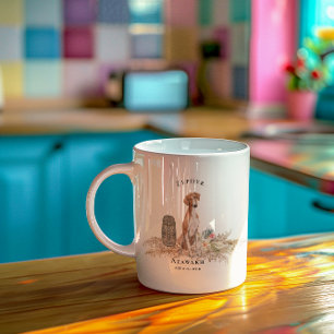 Taza De Café Perro de Acuarela Azawakh   Monograma