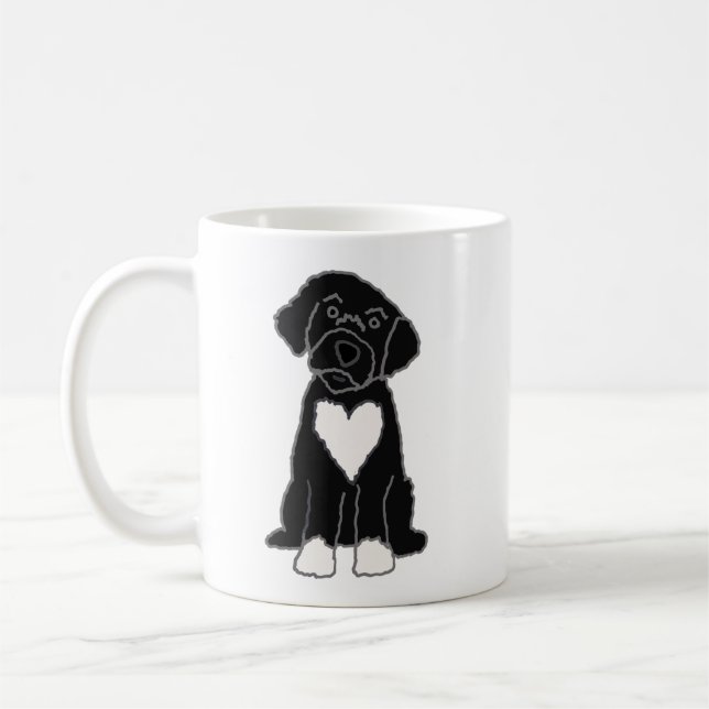 Taza De Café Perro de agua negro portugués gracioso (Izquierda)