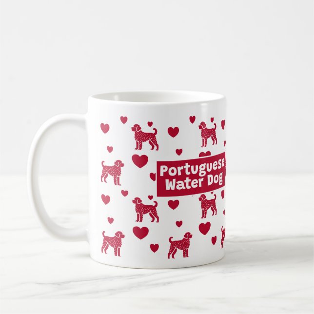 Taza De Café Perro de agua portugués con corazón rojo (Izquierda)