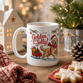 Taza De Café Perro de Agua Retriever Navidad Golden & Alegre Fi