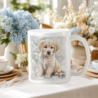 Taza De Café perro de año nuevo y nieve