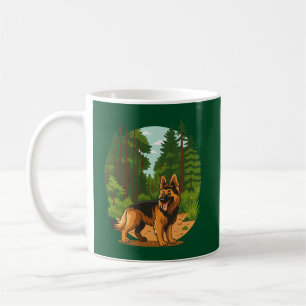 Taza De Café Perro de aventura Pastor Alemán en el bosque