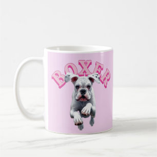 Taza De Café Perro de boxeador blanco juguetón