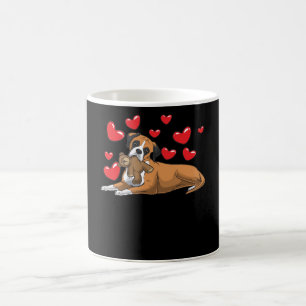 Taza De Café Perro de boxeador con animal relleno y corazones