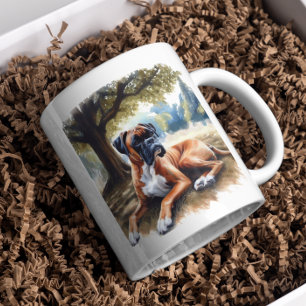 Taza De Café Perro de boxeador en el arte de la acuarela a la s
