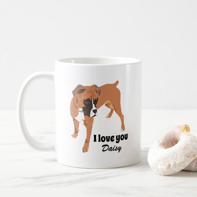 Taza De Café Perro de boxeador rojo personalizado (Con donut)