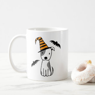 Taza De Café Perro de Bruja de Halloween con bates