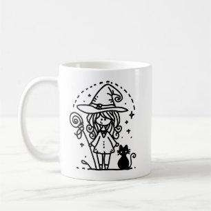 Taza De Café Perro de bruja y gato negro