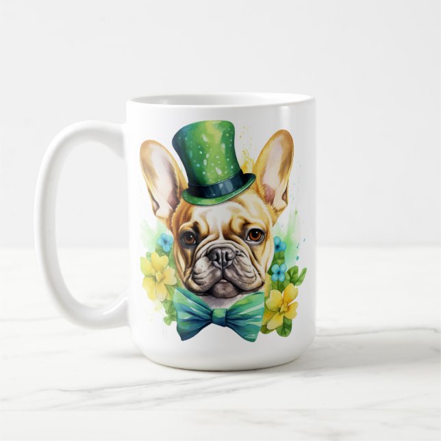 TAZA DE CAFÉ PERRO DE BULLDOG FRANCÉS VESTIDO DE IRLANDA (Izquierda)