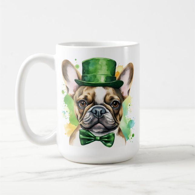 TAZA DE CAFÉ PERRO DE BULLDOG FRANCÉS VESTIDO DE IRLANDA (Izquierda)