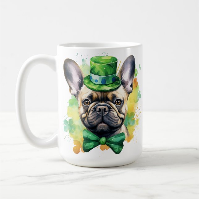 TAZA DE CAFÉ PERRO DE BULLDOG FRANCÉS VESTIDO DE IRLANDA (Izquierda)