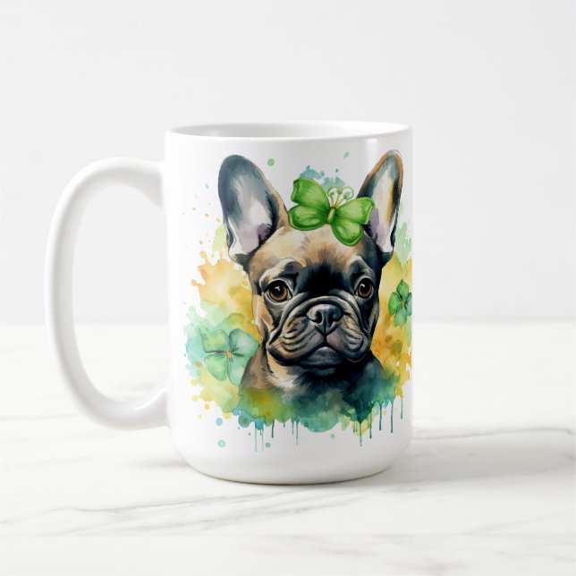 TAZA DE CAFÉ PERRO DE BULLDOG FRANCÉS VESTIDO DE IRLANDA (Izquierda)
