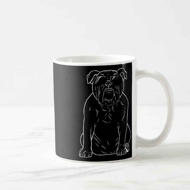 Taza De Café Perro de Bulldog Grave con Bulldog de Sungles (Derecha)