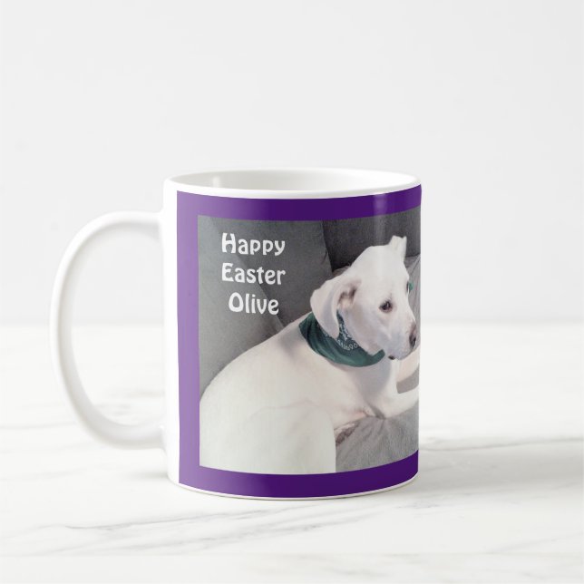 Taza De Café Perro de cachorro blanco adorable regalo de Pascua (Izquierda)