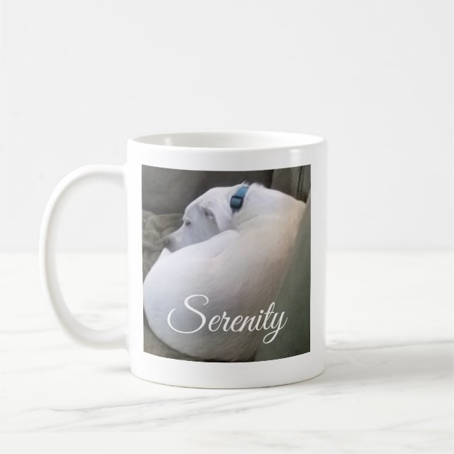 Taza De Café Perro de cachorro blanco llorando paz de serenidad (Izquierda)