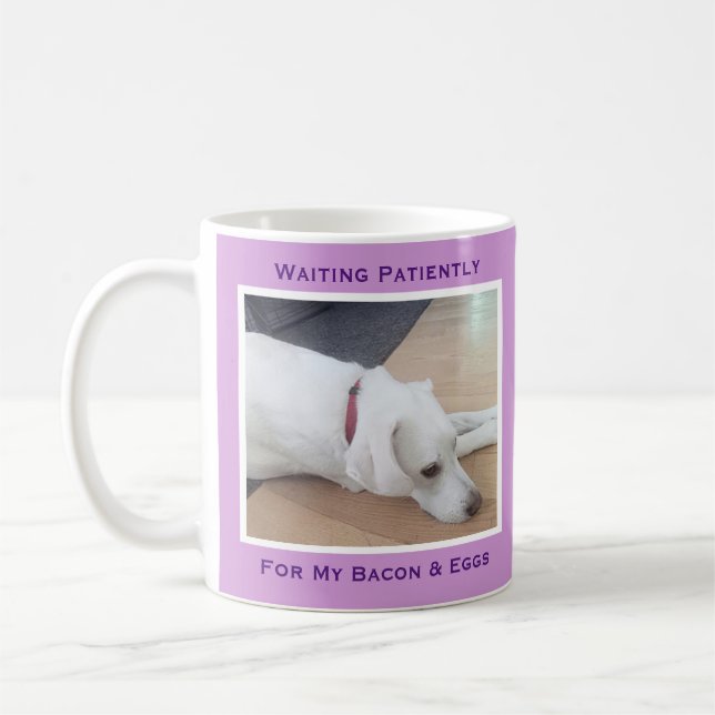 Taza De Café Perro de cachorro blanco, una foto, luz morada (Izquierda)
