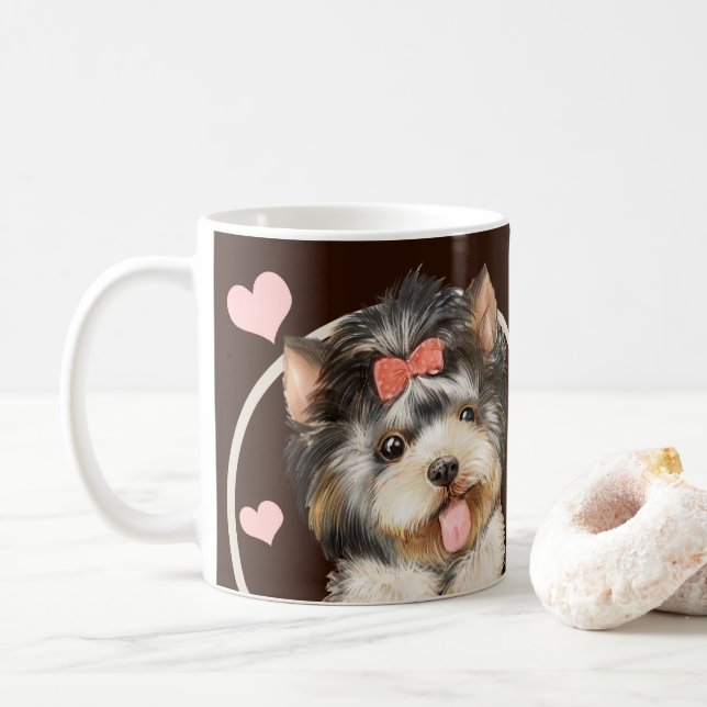 Taza De Café Perro de cachorro de Yorkshire Cada Snack Que Hace (Con donut)