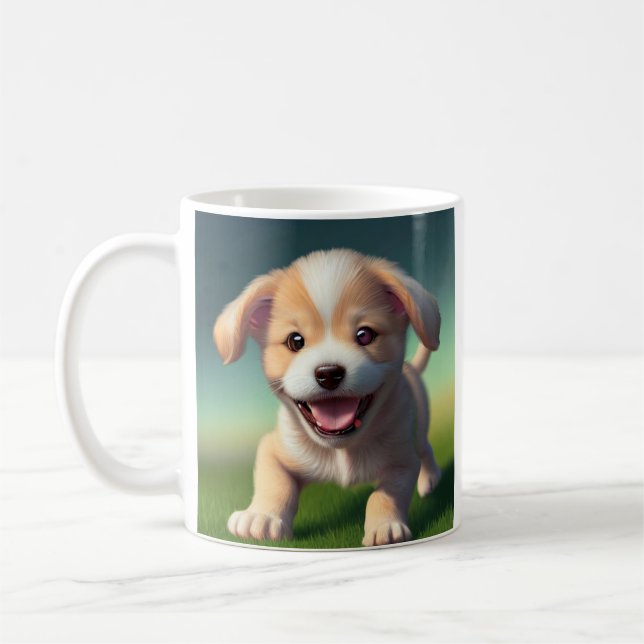 Taza De Café Perro de cachorro lindo personalizado (Izquierda)
