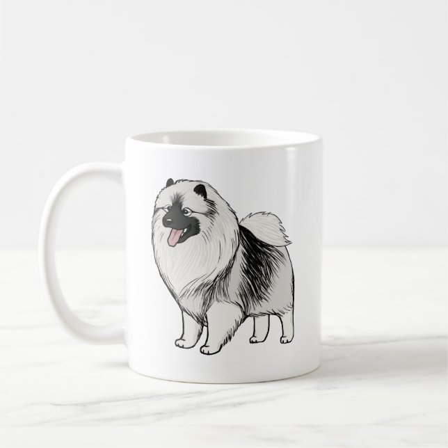 Taza De Café Perro de caricatura de Keeshond | Cute Keesie Love (Izquierda)
