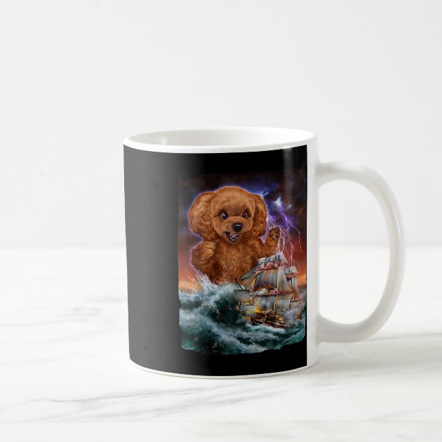 Taza De Café Perro de carnicero mientras Kraken ataca un barco  (Derecha)