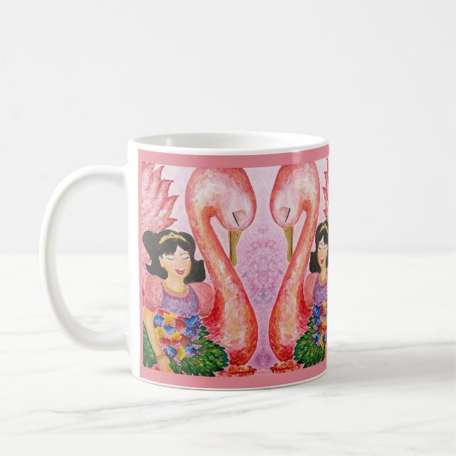 Taza De Café Perro de cisne rosa (Izquierda)