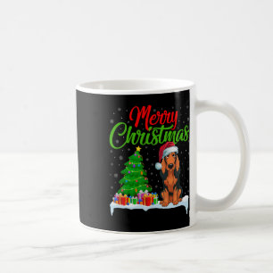 Taza De Café Perro de Coonhound Christmas Tree Enciende Navidad