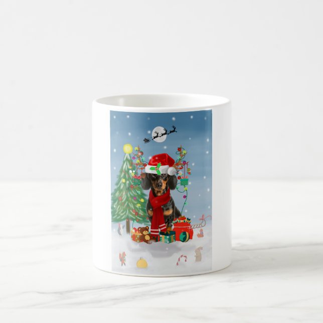Taza De Café Perro de Dachshund en la nieve con regalos de Navi (Centro)