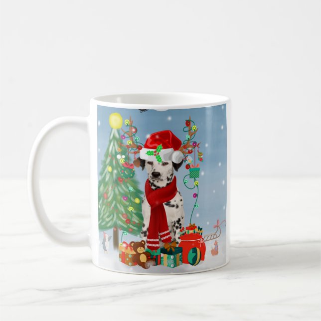 Taza De Café Perro de Dachshund en la nieve con regalos de Navi (Izquierda)