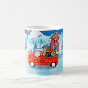 Taza De Café Perro de Dachshund en la nieve de un camión de Nav