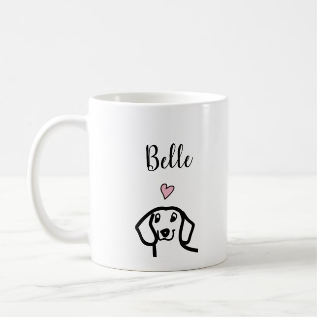 Taza De Café Perro de Dachshund Personalizado (Izquierda)