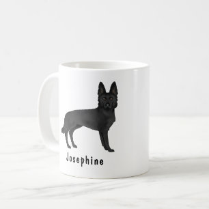Taza De Café Perro de dibujo de pastor alemán negro con nombre 