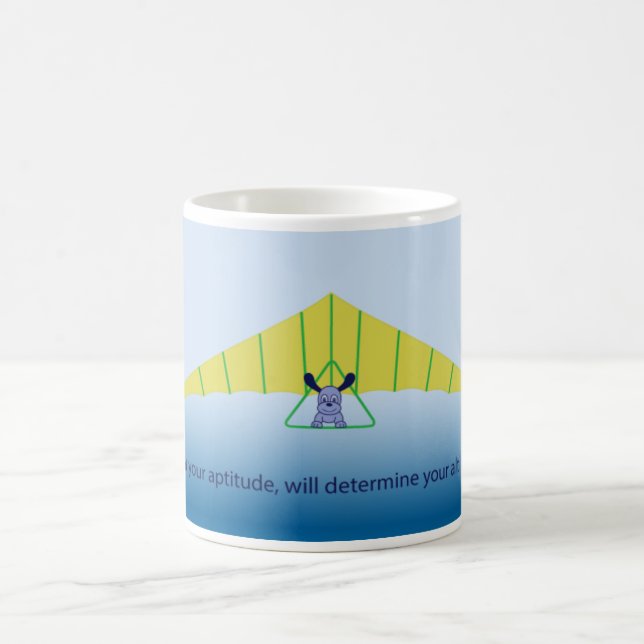 Taza De Café Perro de dibujos animados azul volando ala delta p (Centro)