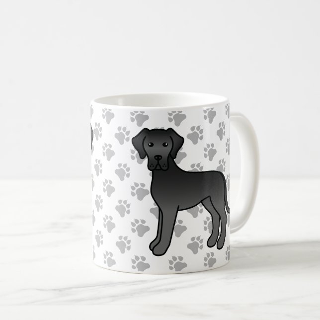 Taza De Café Perro de dibujos animados Black Great Dane Cute (Anverso derecho)