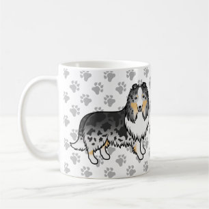 Taza De Café Perro de dibujos animados Blue Merle Shetland Shee