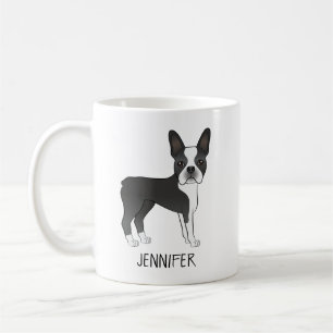 Taza De Café Perro De Dibujos Animados Boston Terrier Blanco Y